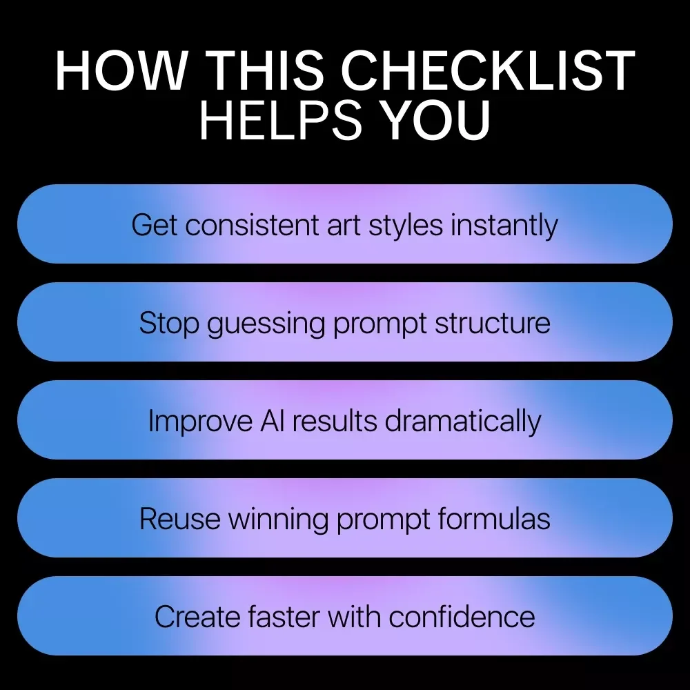 Prompt Style Playbook – Checklist for Prompt Formulas for Different Art Styles, AI Art Prompt Guide, Creative Prompt System, Digital Download