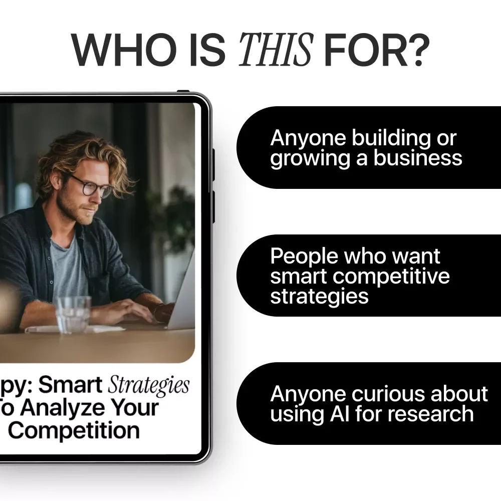 AI Spy: Smart Strategies to Analyze Your Competition – AI Competitor Analysis Guide, Competitive Intelligence eBook, Market Research & Business Strategy Digital Download