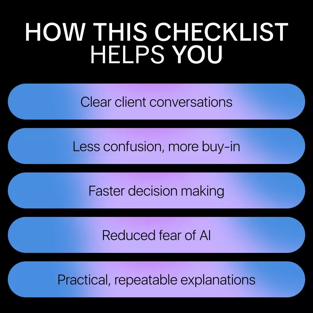 Explain AI So Clients Actually Get It – Client-Friendly AI Checklist for Consultants & Freelancers | How to Explain AI Benefits to Clients Simply