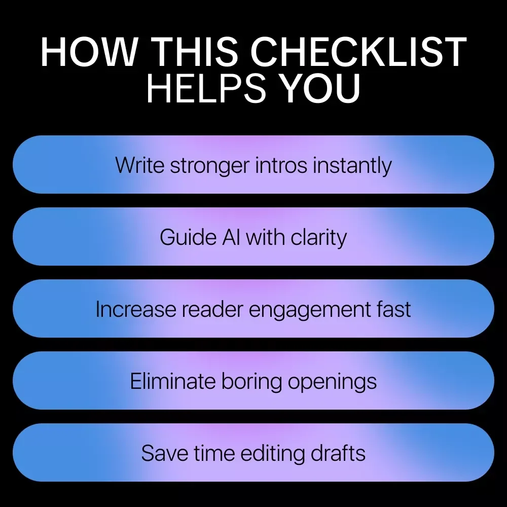 Your Checklist for Crafting AI-Generated Intros That Hook – Simple Guide on how to make ai write engaging intros for Blogs, Emails & Content Creators