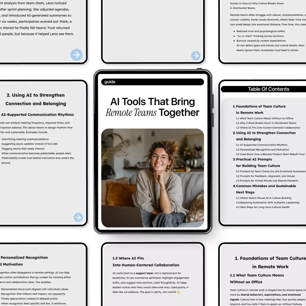 AI Tools That Bring Remote Teams Together | Digital Guide, eBook & Checklist for Building Team Culture, Boosting Connection, Belonging & Engagement in Distributed Teams