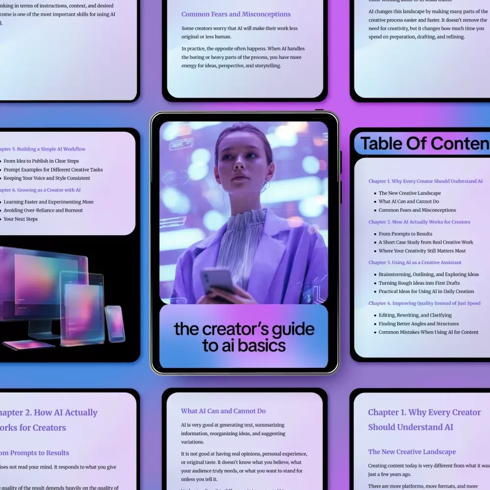 The Creator’s Guide to AI Basics: Digital Download eBook, AI for Creators, Creative Workflow Checklist, Beginner-Friendly AI Guide