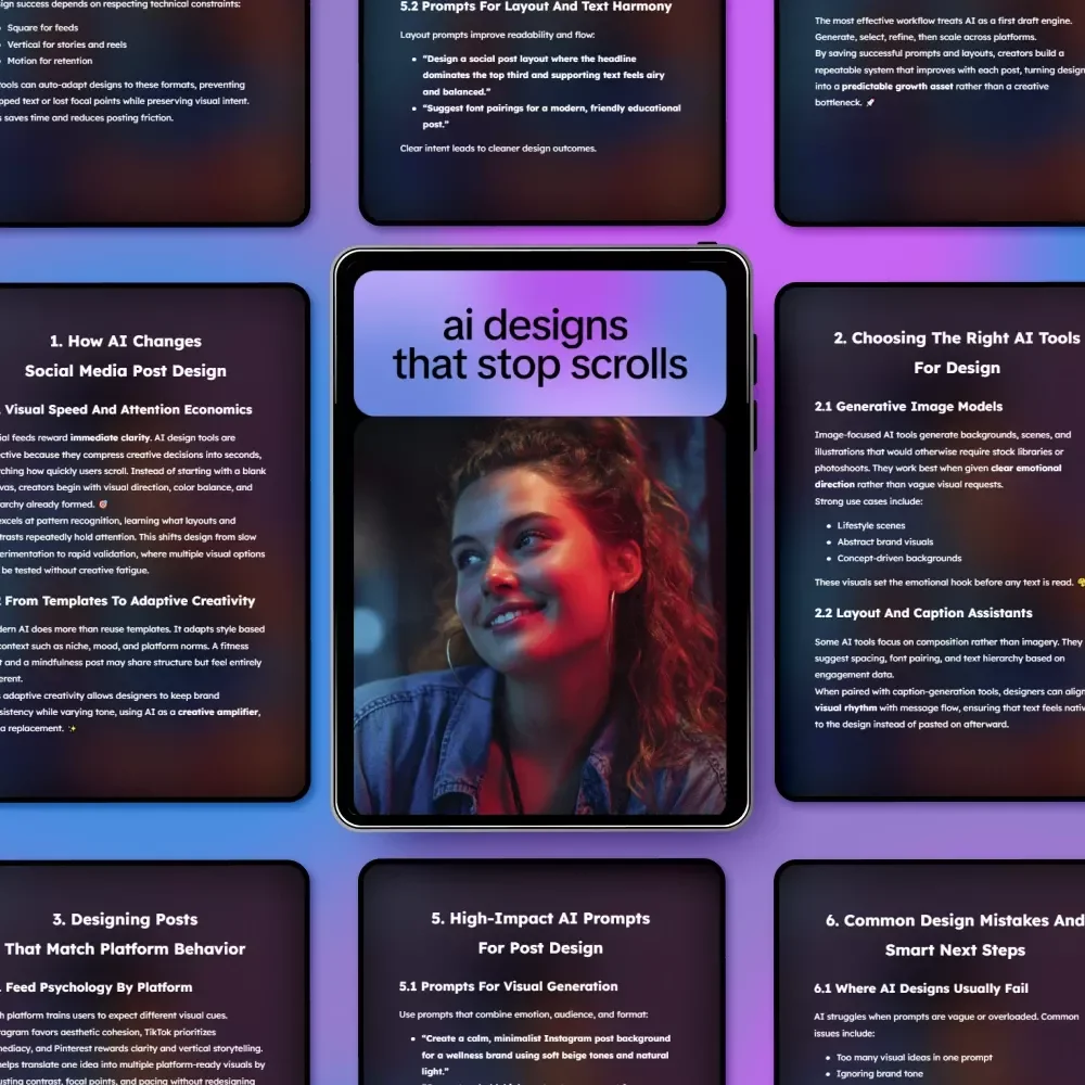 AI Designs That Stop Scrolls – Smart Ebook on ai for social media post design, Viral Visuals, Content Creation & High-Impact Posts