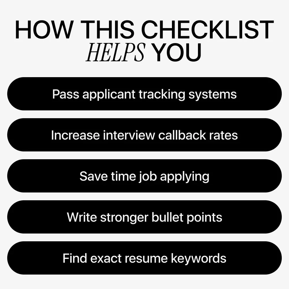 AI Resume Keyword Help Checklist – ATS-Friendly Resume Optimization Guide, AI Resume Keyword Help for Job Seekers, Downloadable Resume Checklist