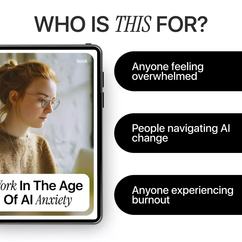 Work in the Age of AI Anxiety – Ebook on ai impact on job stress, Workplace Burnout, Future of Work & Mental Health