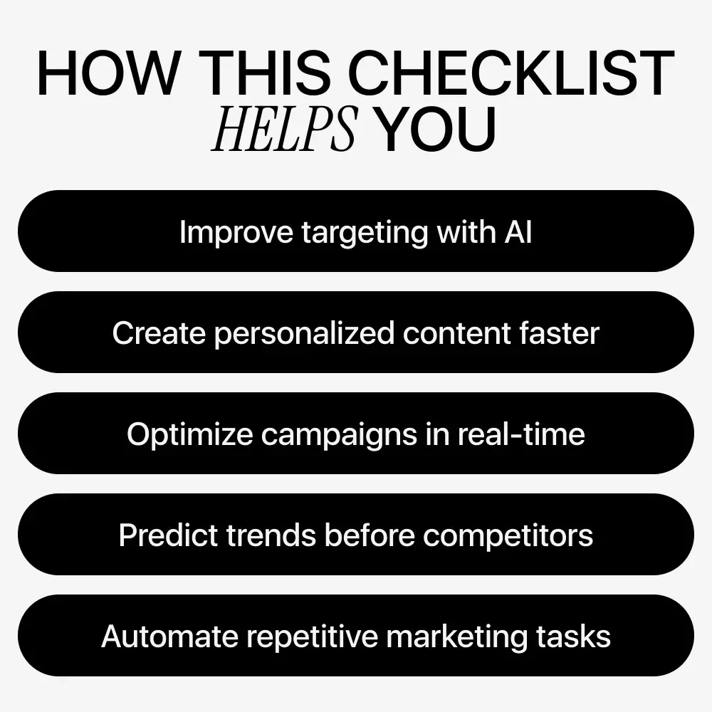 AI-Powered Marketing for Smarter Campaigns Checklist | ai use cases for marketing teams | Digital Marketing Strategy Download