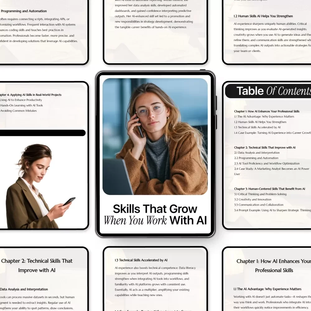 Skills That Grow When You Work with AI | AI Skills Guide, Professional Development eBook, Career Growth Digital Download, Work Smarter with Artificial Intelligence