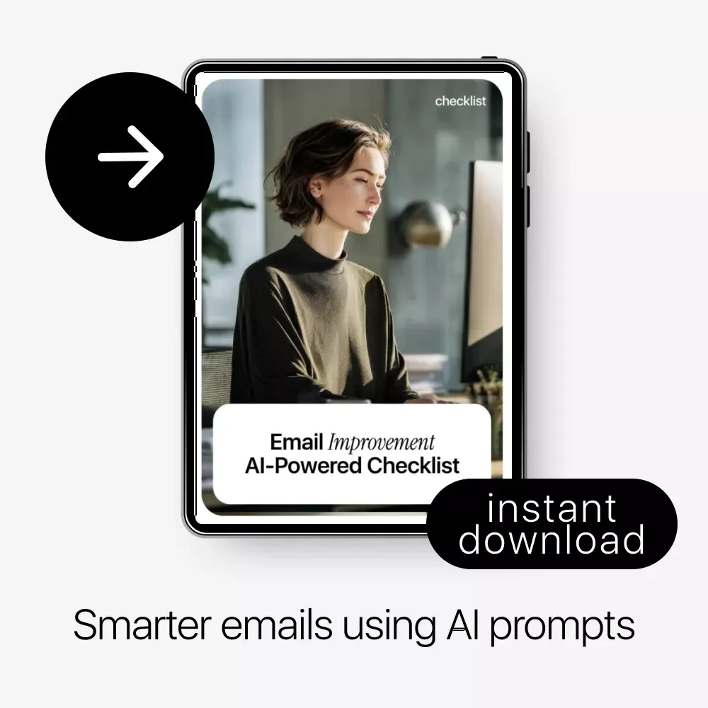 Email Improvement AI-Powered Checklist – Smart AI Prompts for Email Improvements, Professional Email Writing & Optimization Guide, Digital Download Checklist