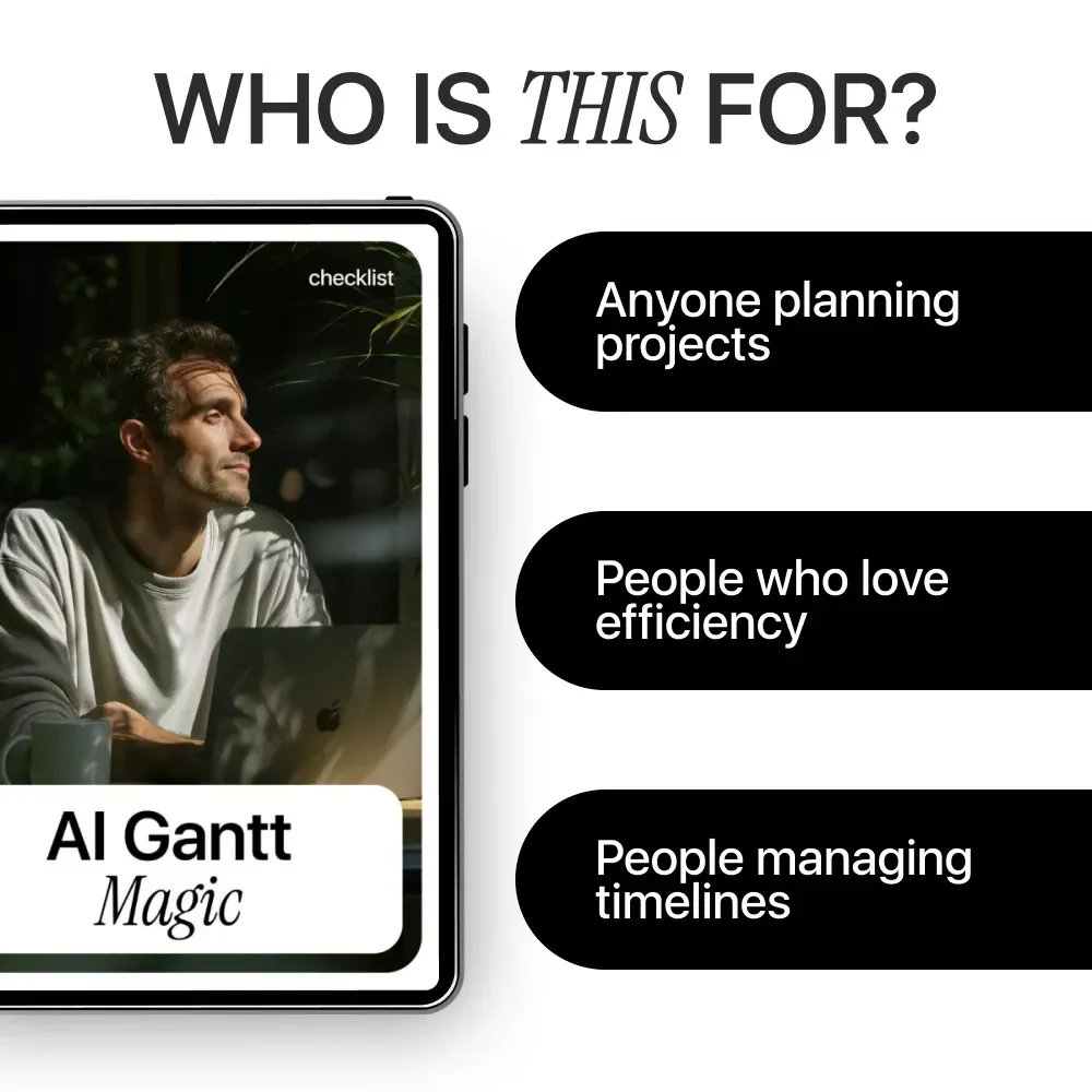 AI Gantt Magic – How to Use AI to Create a Gantt Chart Checklist | Smart Project Planning with AI | Digital Download