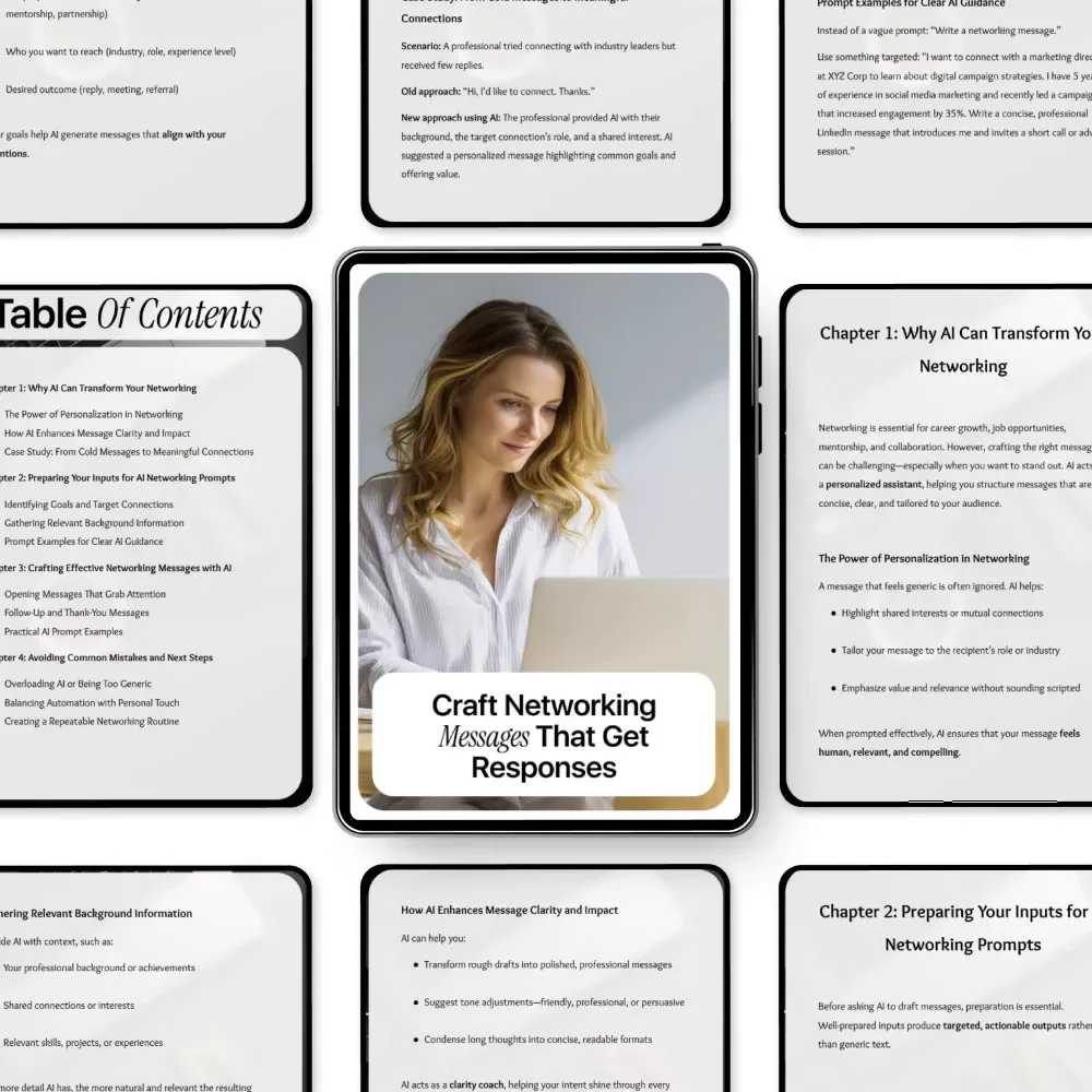 Craft Networking Messages That Get Responses | AI-Powered Guide with ai prompts for networking messages for Professionals & Entrepreneurs