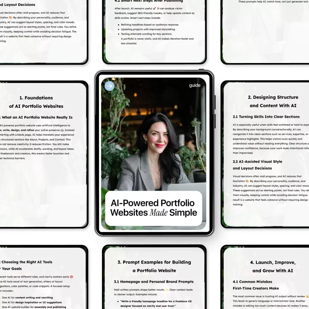 AI-Powered Portfolio Websites Made Simple | Beginner-Friendly Guide for Creatives, Designers, and Professionals | Digital Download for Using AI for Creating a Portfolio Website