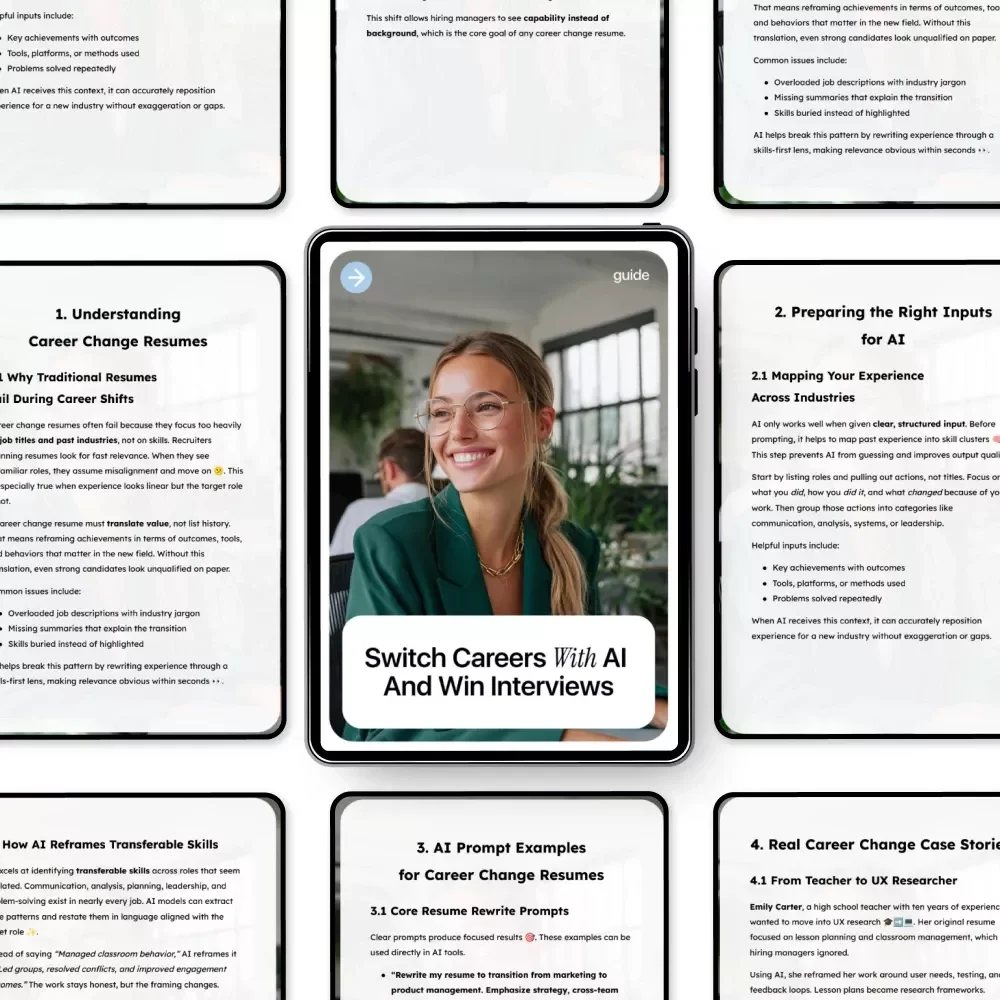 Switch Careers With AI and Win Interviews – Career Change Resume Guide | How to Use AI to Create a Career Change Resume | Digital Download for Job Seekers & Career Shifters