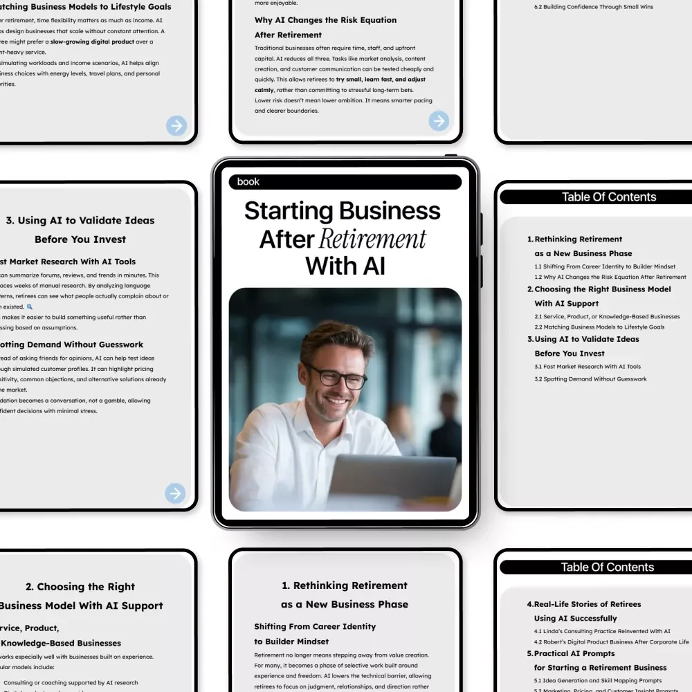 Starting Business After Retirement With AI – Digital Guide, eBook & Checklist for Retirees Using AI to Launch New Business Ideas