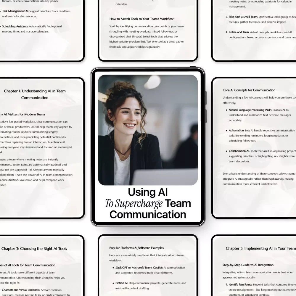 Using AI to Supercharge Team Communication – Practical eBook Guide to ai tools for team communication, Smarter Collaboration, Productivity & Modern Teamwork