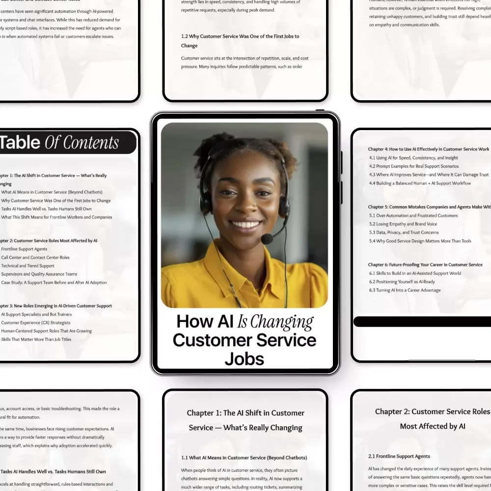 How AI Is Changing Customer Service Jobs: Digital eBook Guide on How AI Affects Customer Service Jobs, Emerging Roles, and Career Strategies