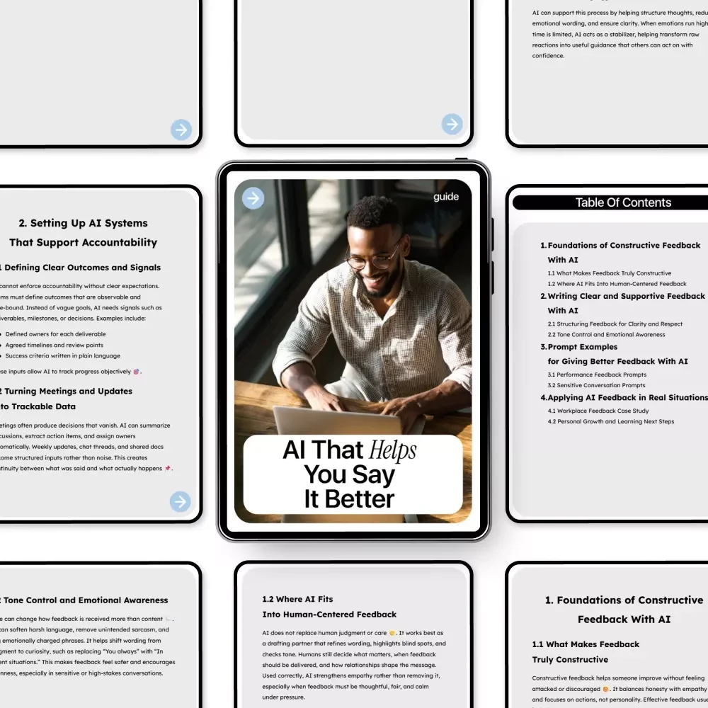 AI That Helps You Say It Better: Digital Guide, eBook & Checklist for Constructive Feedback, Clear Communication, Workplace and Personal Growth Prompts