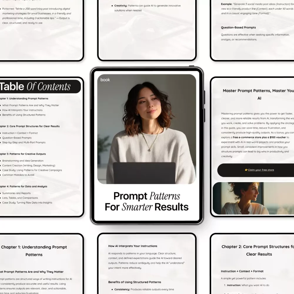 Prompt Patterns for Smarter Results | Practical Ebook Guide to Prompt Patterns for Better AI Results, Clear Instructions & Reliable Outputs