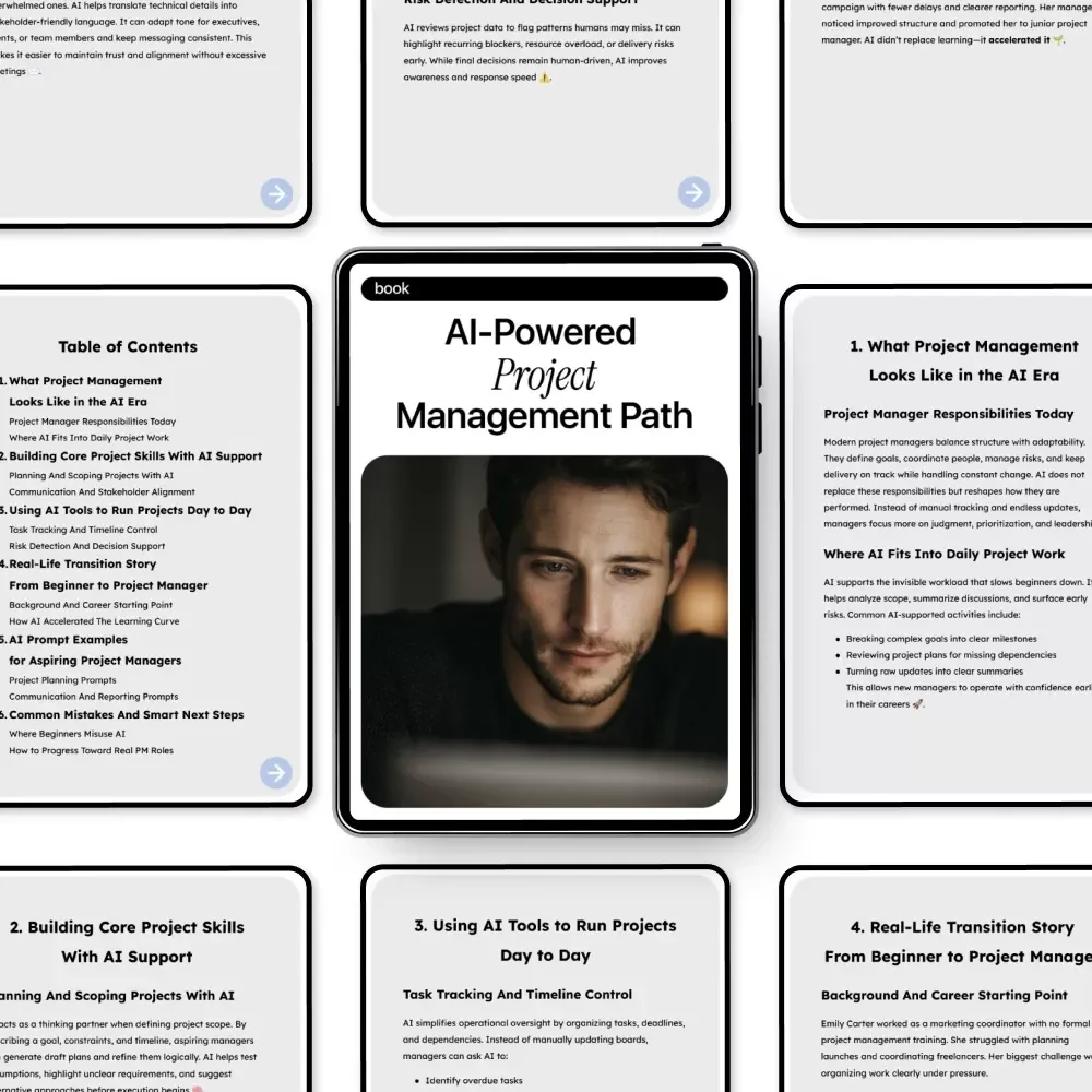 AI-Powered Project Management Path | Ebook Guide on how to use ai to become a project manager | Digital Download for Career Transition