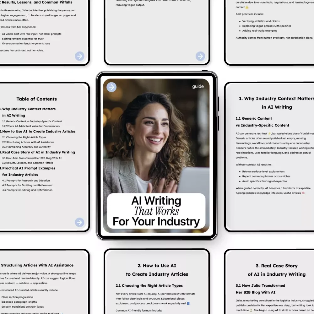 AI Writing That Works for Your Industry – Ultimate Guide to AI for Writing Articles for Your Industry, Prompts, Case Studies & Industry-Specific Content Strategies
