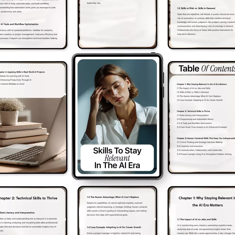 Skills to Stay Relevant in the AI Era – Future-Proof Career Guide, AI Skills eBook, Digital Download for Professionals, Creatives & Leaders