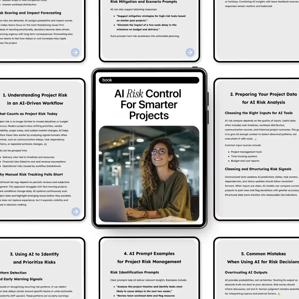 AI Risk Control for Smarter Projects | EBOOK Guide on How to Use AI to Manage Project Risks, Digital Download for Project Managers & Teams