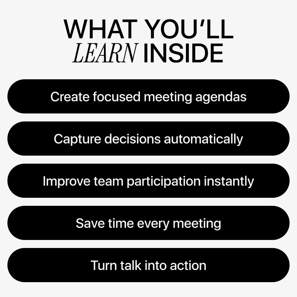 Run Better Meetings With AI | Practical eBook on how to use ai to run effective meetings | Smart Agendas, Live Notes & Follow-Ups