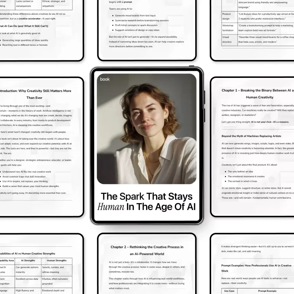 The Spark That Stays Human in the Age of AI – Ebook on AI and Human Creativity at Work, Future-Ready Creative Thinking Guide