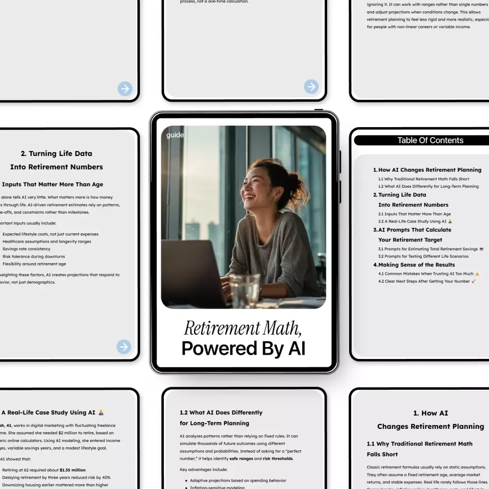 Retirement Math, Powered by AI – Digital Guide, eBook & Checklist for Smart Retirement Planning with AI Prompts and Life Data Insights
