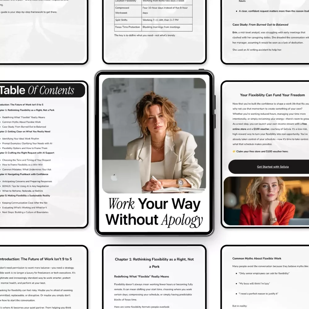 Work Your Way Without Apology: eBook Guide on How to Use AI to Ask for a Flexible Schedule, Achieve Work-Life Balance, and Negotiate Your Ideal Hours