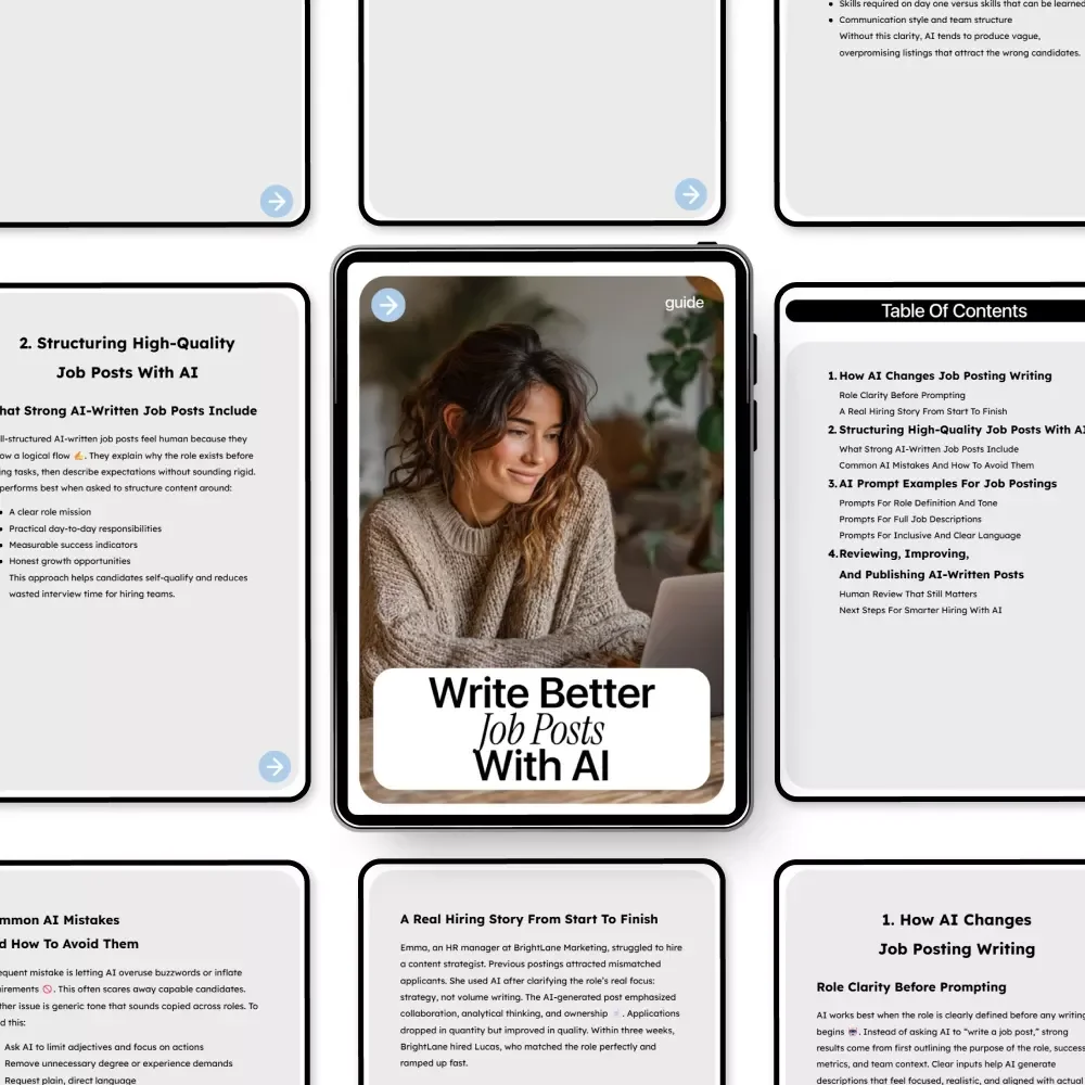 Write Better Job Posts With AI - Ultimate Guide, Checklist & eBook for Smarter Hiring, High-Quality Job Descriptions, Role Clarity, Inclusive AI Writing Prompts