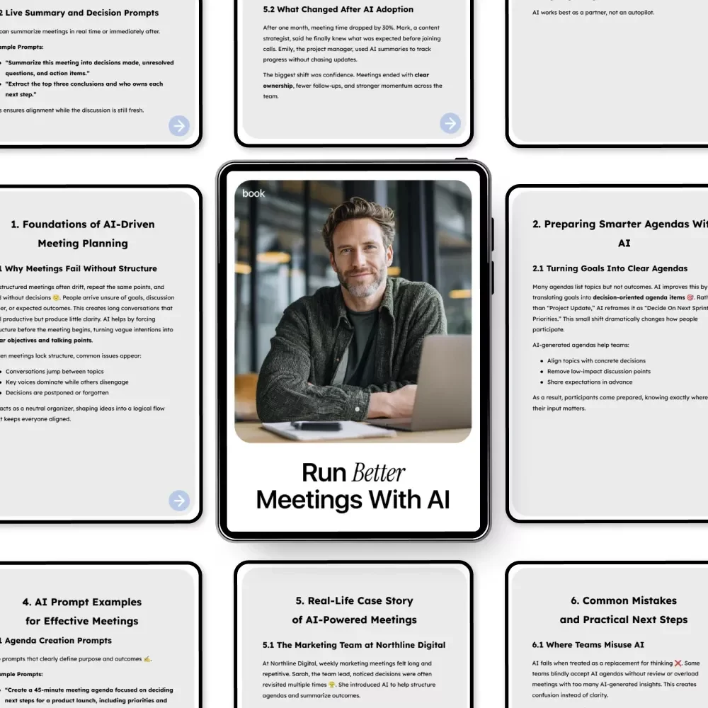 Run Better Meetings With AI | Practical eBook on how to use ai to run effective meetings | Smart Agendas, Live Notes & Follow-Ups