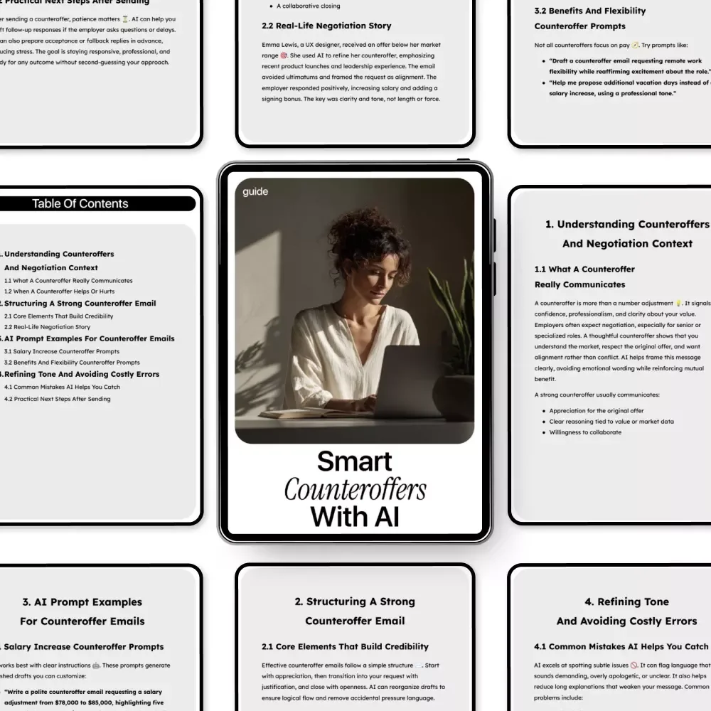 Smart Counteroffers With AI: The Ultimate Guide To Writing A Counter Offer Email Using AI For Writing A Counter Offer Email, Salary Negotiation, Benefits, And Flexibility Tips