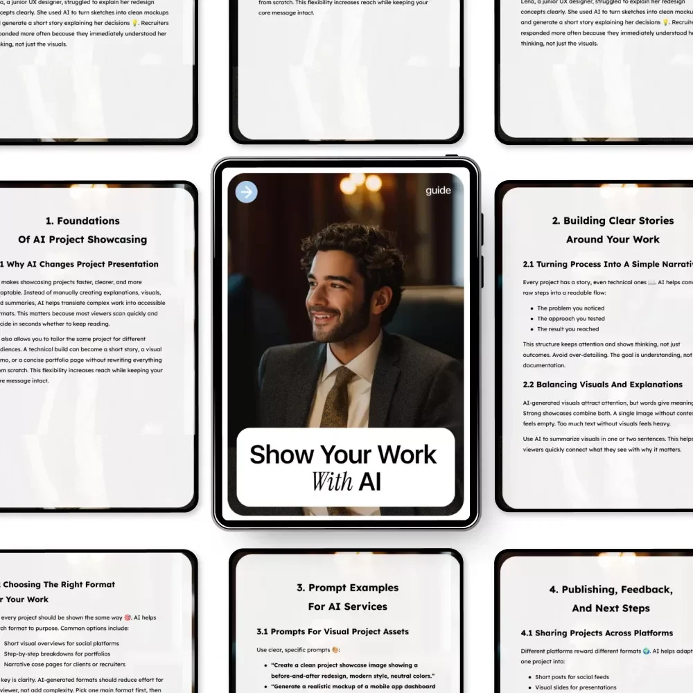 Show Your Work With AI – Ultimate Guide to How to Use AI to Showcase Your Projects, Digital Download for Creators, Designers, Students, and Professionals