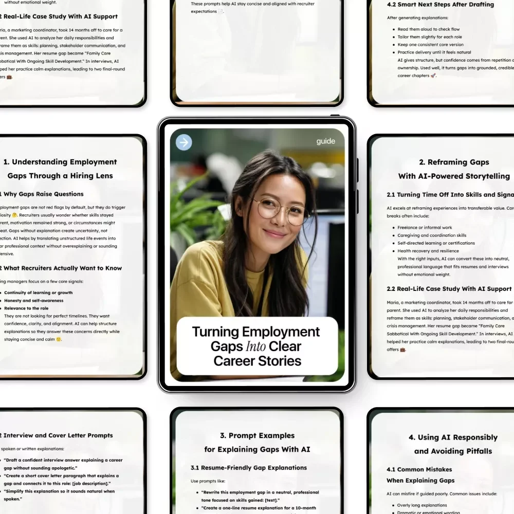 Turning Employment Gaps Into Clear Career Stories | Guide for Job Seekers | AI-Powered Career Storytelling | How to Use AI to Explain Employment Gaps | Resume, Interview & Cover Letter Support