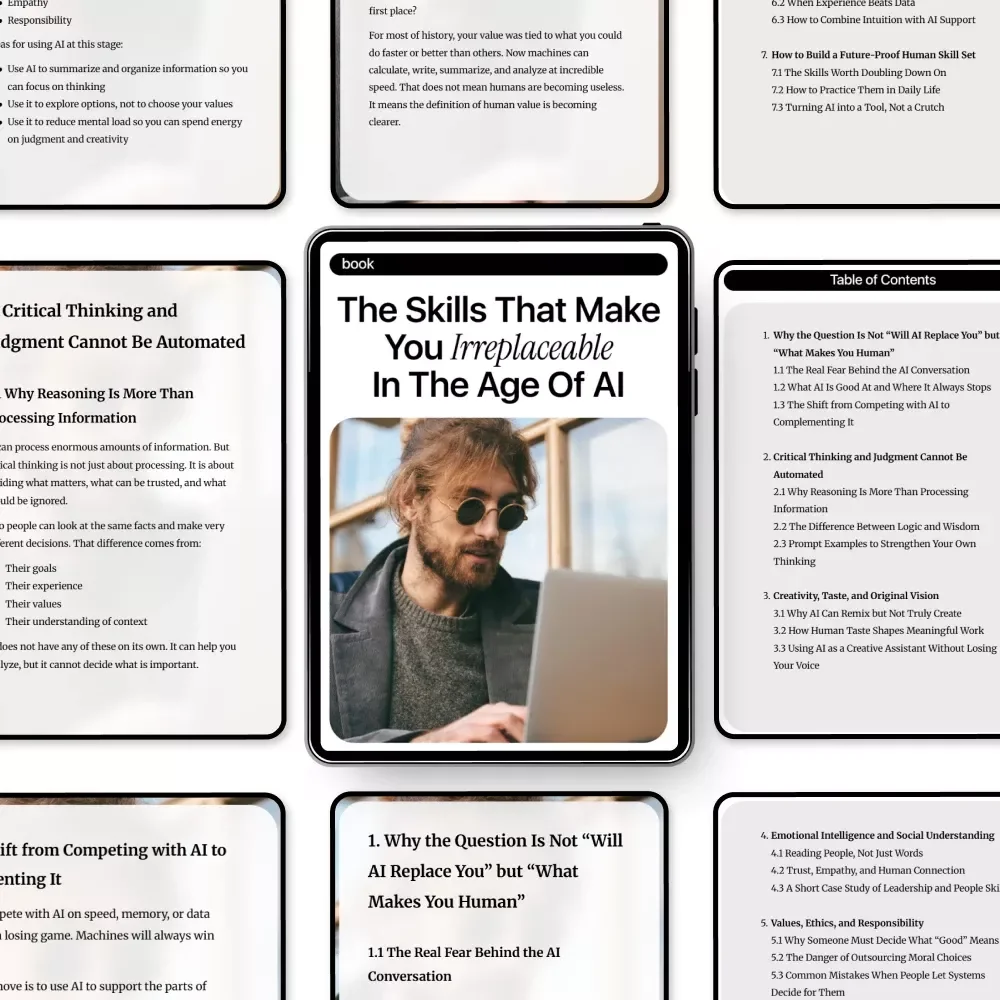The Skills That Make You Irreplaceable in the Age of AI – Future-Proof Human Skills Guide, Critical Thinking, Creativity, Emotional Intelligence, Digital Download eBook