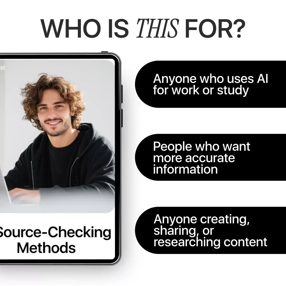 AI Source-Checking Methods | AI Fact Checking Checklist, Digital Guide, eBook Download for Verifying AI Content
