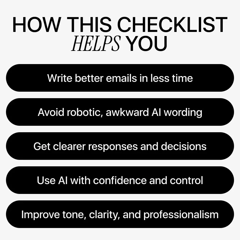Write Smarter Emails: An AI-Assisted Checklist | Professional Email Writing Guide, AI Email Prompting, Digital Download for Work & Business
