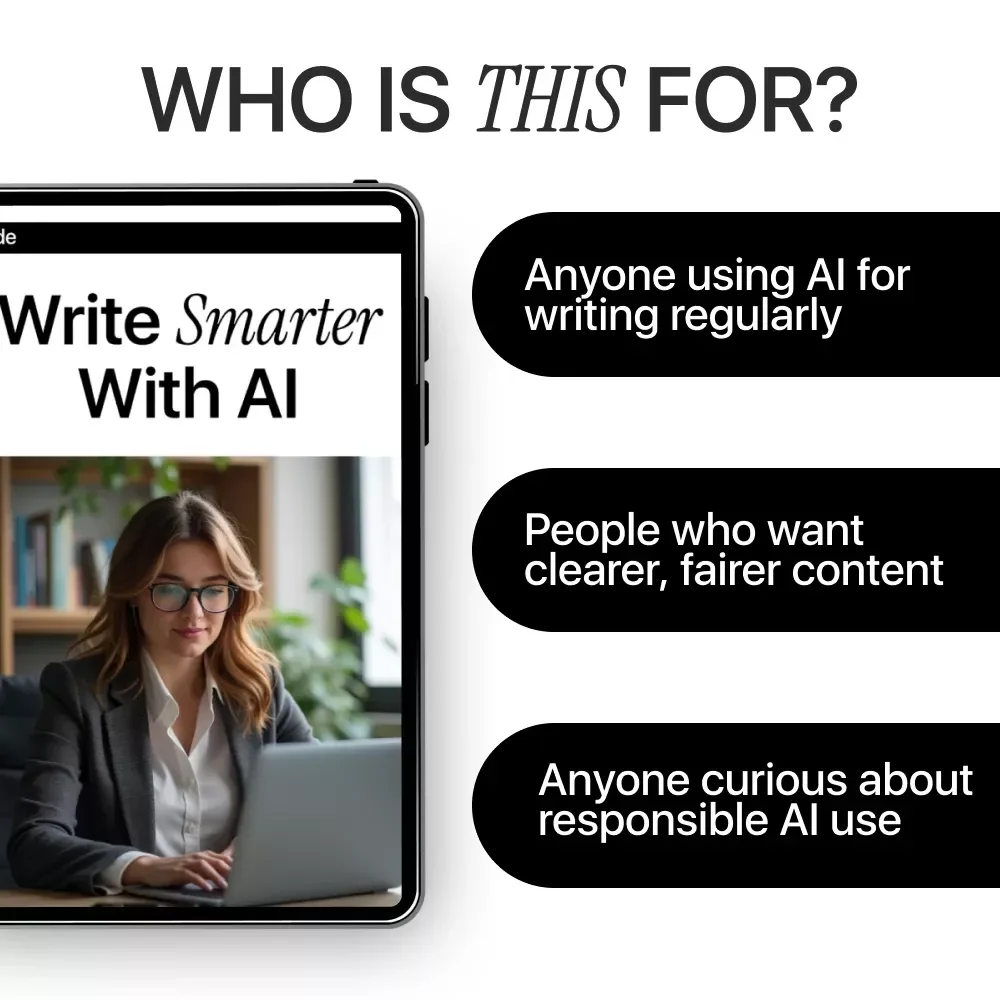 Write Smarter With AI – Ethical AI Writing Guide, Bias-Aware Content Creation eBook, Smart Prompts & Editing Checklist for Creators