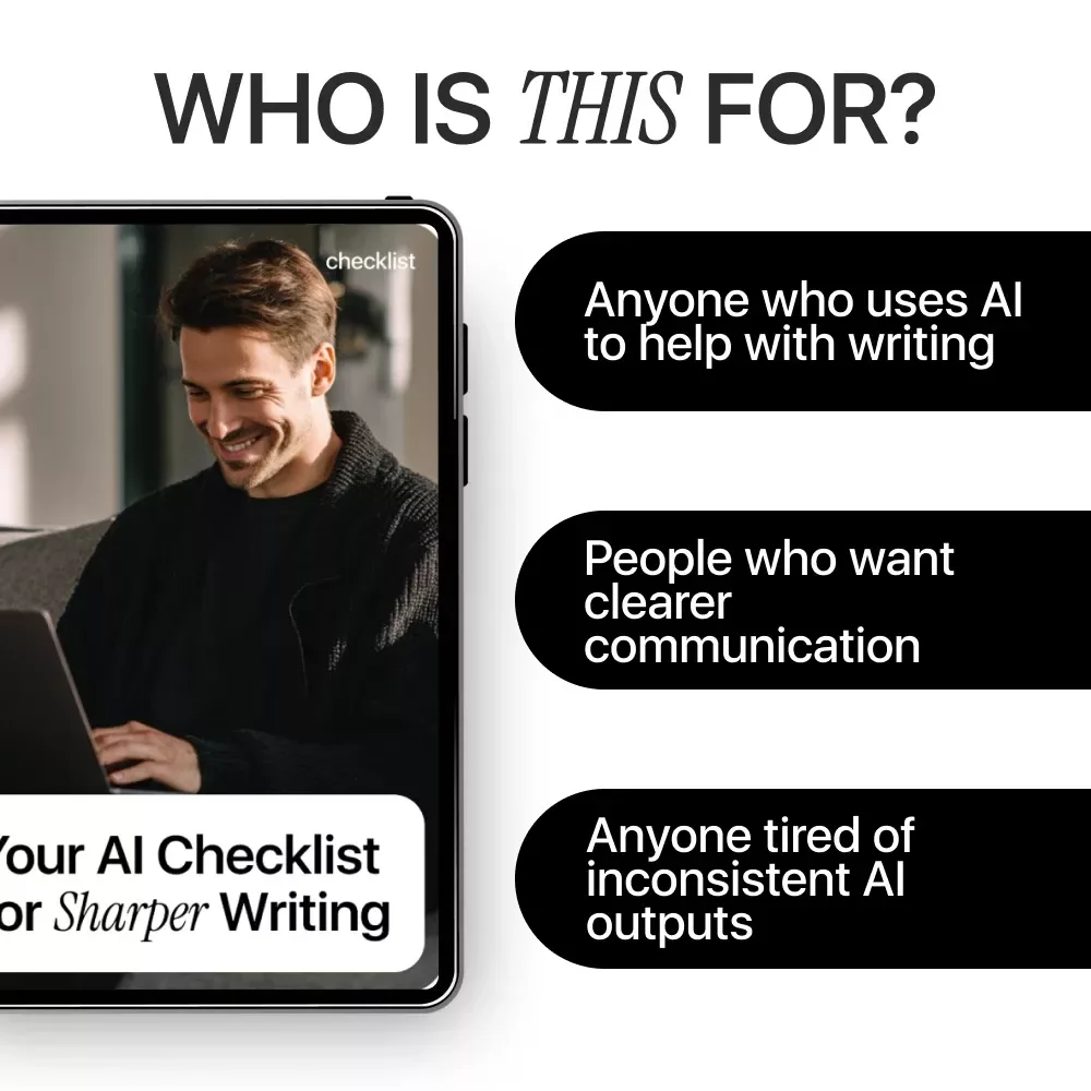 Your AI Checklist for Sharper Writing | AI Writing Guide, Digital Download, eBook & Checklist for Clear, Confident Content