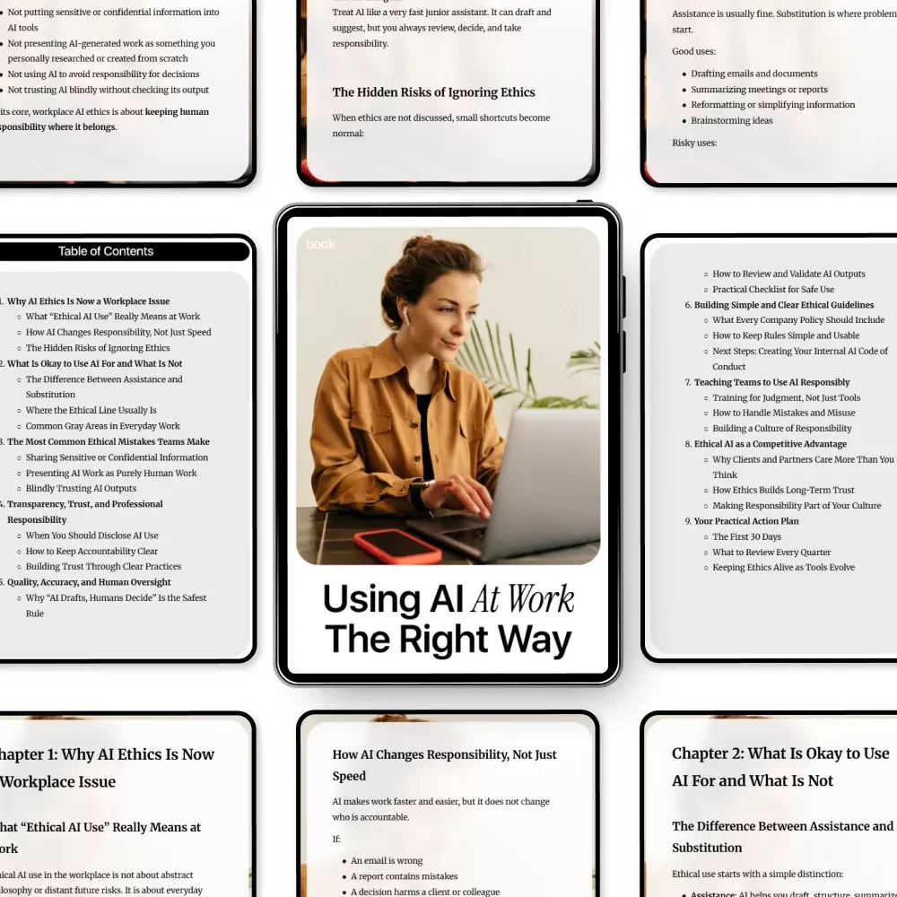 Using AI at Work the Right Way: Essential eBook on Workplace Ethics of AI Use, Practical Guidelines, and Checklists for Responsible AI in the Office