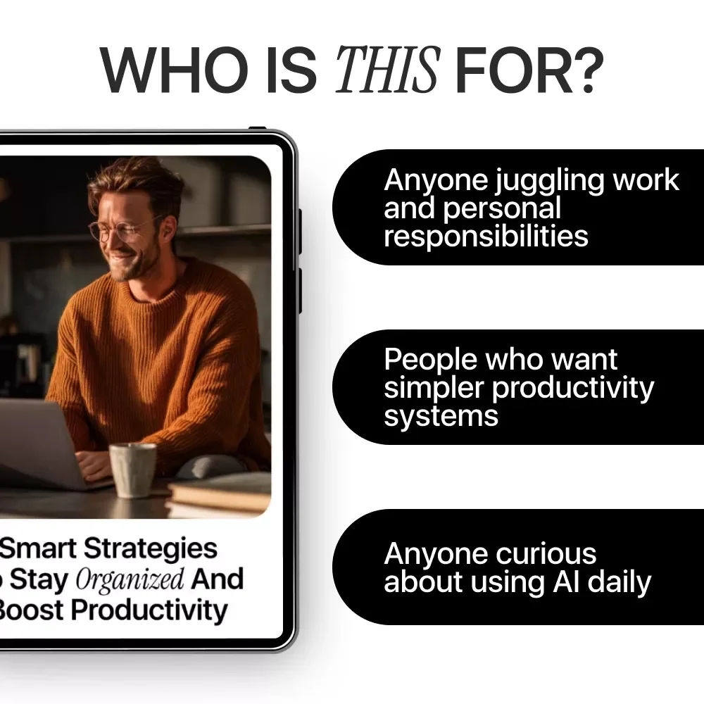 Smart Strategies to Stay Organized and Boost Productivity | Digital eBook Guide on how to use ai to stay organized | Productivity & Workflow Planner