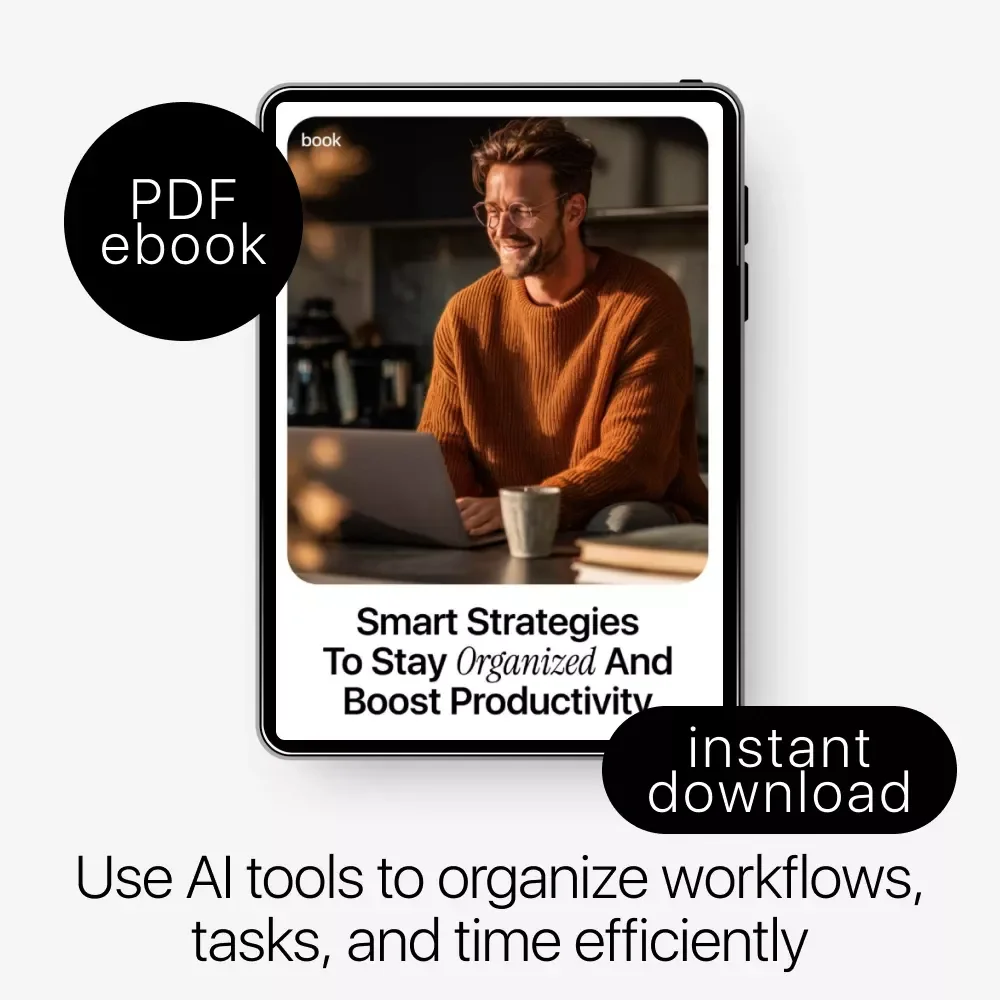 Smart Strategies to Stay Organized and Boost Productivity | Digital eBook Guide on how to use ai to stay organized | Productivity & Workflow Planner