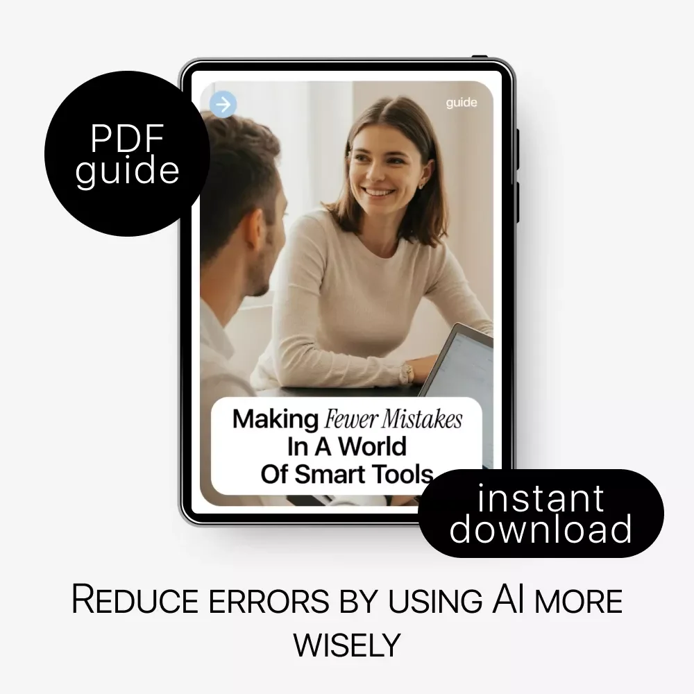 Making Fewer Mistakes in a World of Smart Tools – Practical AI Guide, Error Reduction eBook, Digital Download for Smarter Work, Better Decisions & Modern Productivity