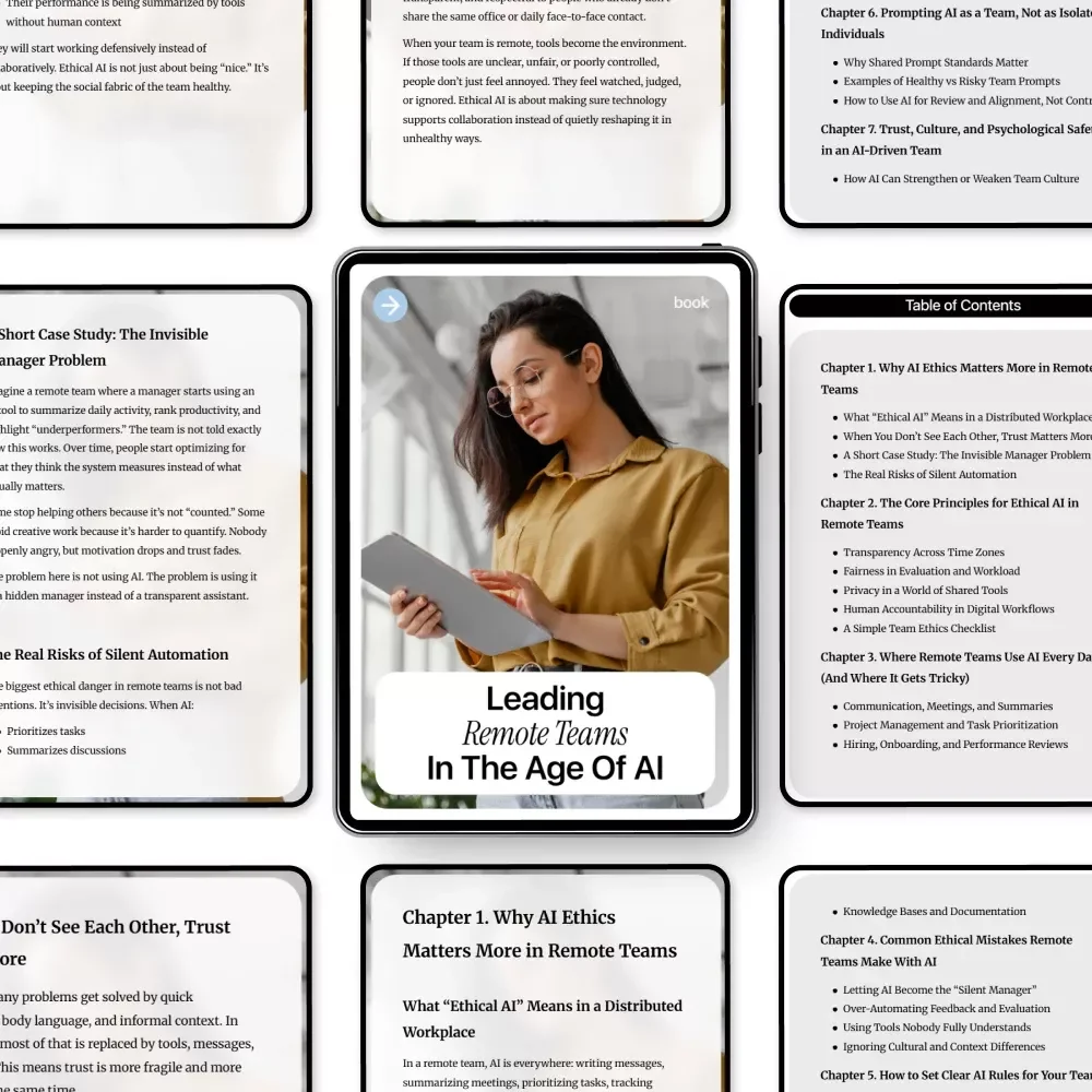 Leading Remote Teams in the Age of AI – Ethical AI Guide, Digital Download eBook, Remote Team Management Checklist