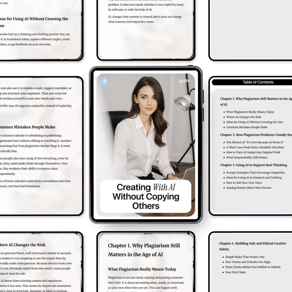 Creating with AI Without Copying Others | Ethical AI Writing Guide, Plagiarism Awareness eBook, Original Content Checklist for Creators, Students & Teams