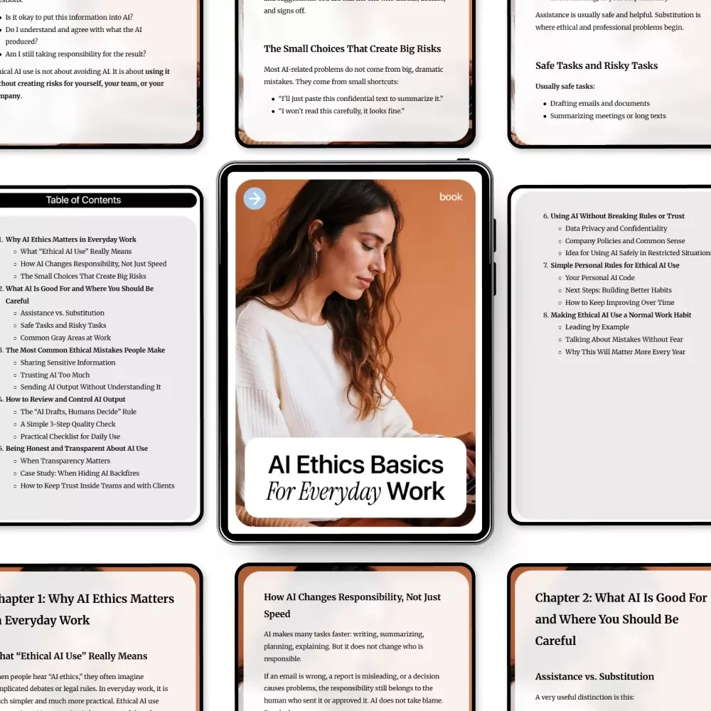 AI Ethics Basics for Everyday Work – Practical eBook Guide to Ethical AI Use, Safe AI Tasks, Transparency, and Trust in the Workplace