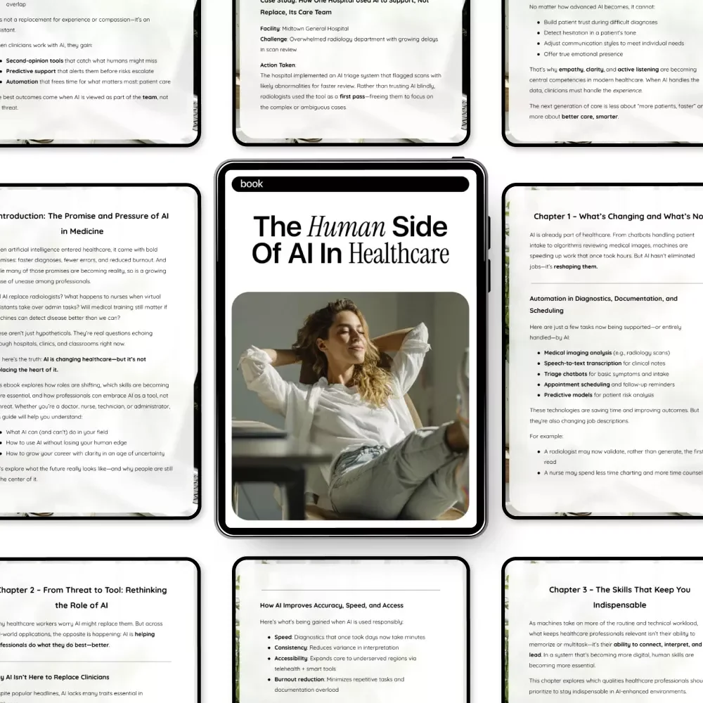 The Human Side of AI in Healthcare | Ebook Guide on how ai affects healthcare jobs, Careers & the Future of Care