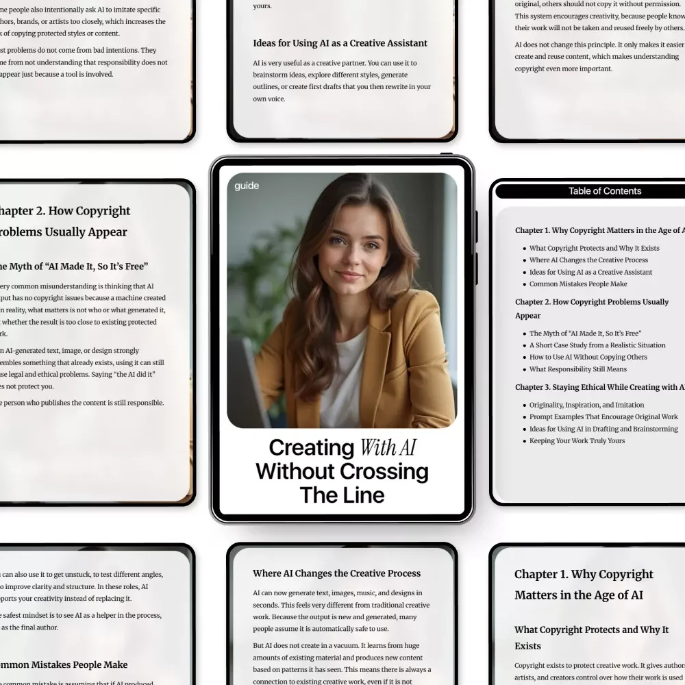 Creating with AI Without Crossing the Line – Digital Guide, eBook, and Checklist for Ethical AI Art, Copyright Protection, and Creative Inspiration