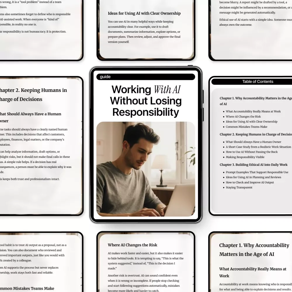 Working with AI Without Losing Responsibility | Responsible AI Guide for Professionals, Managers & Teams | Practical AI Accountability eBook