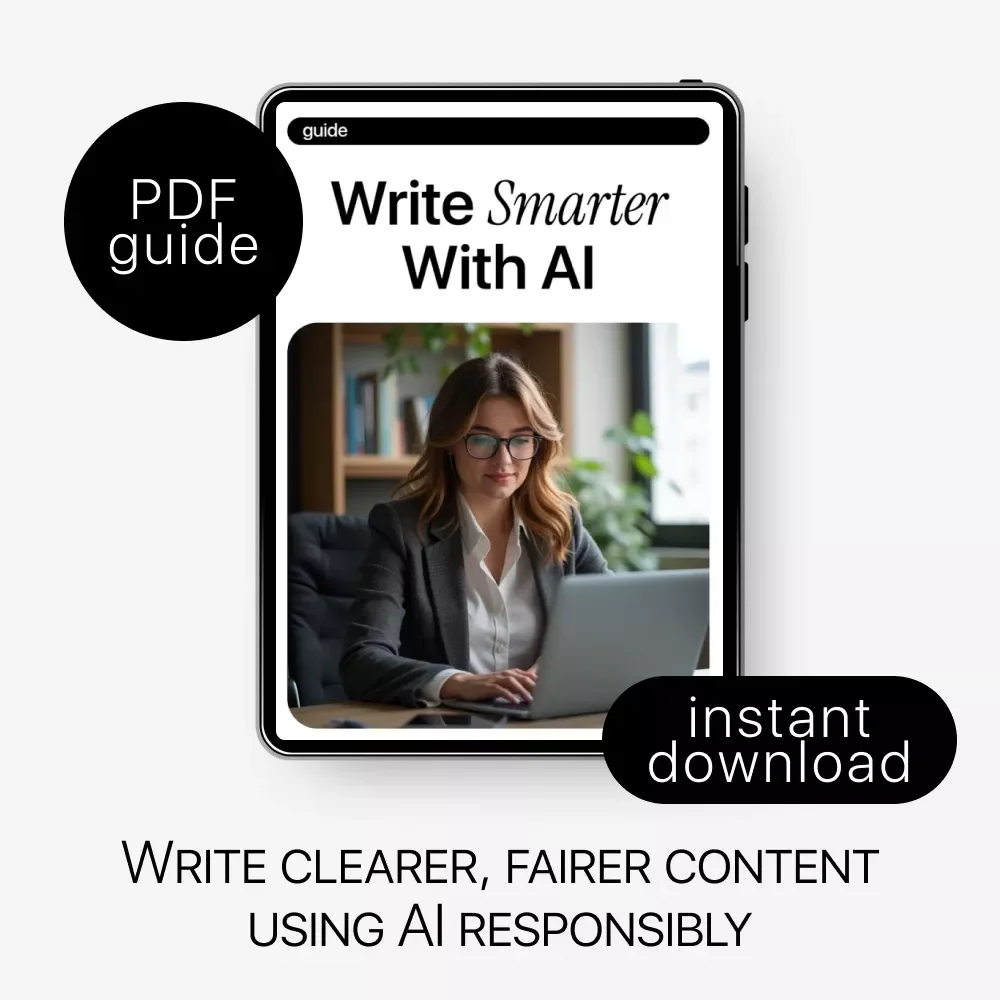 Write Smarter With AI – Ethical AI Writing Guide, Bias-Aware Content Creation eBook, Smart Prompts & Editing Checklist for Creators